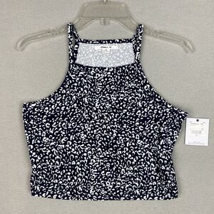 O’Neill Shaun High Neck Crop Tank Top Size Medium Shirt Summer NWT Black White